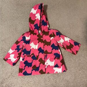Mini Boden Pink and Brown Scotty Dog Pattern Hooded Lined Winter Coat